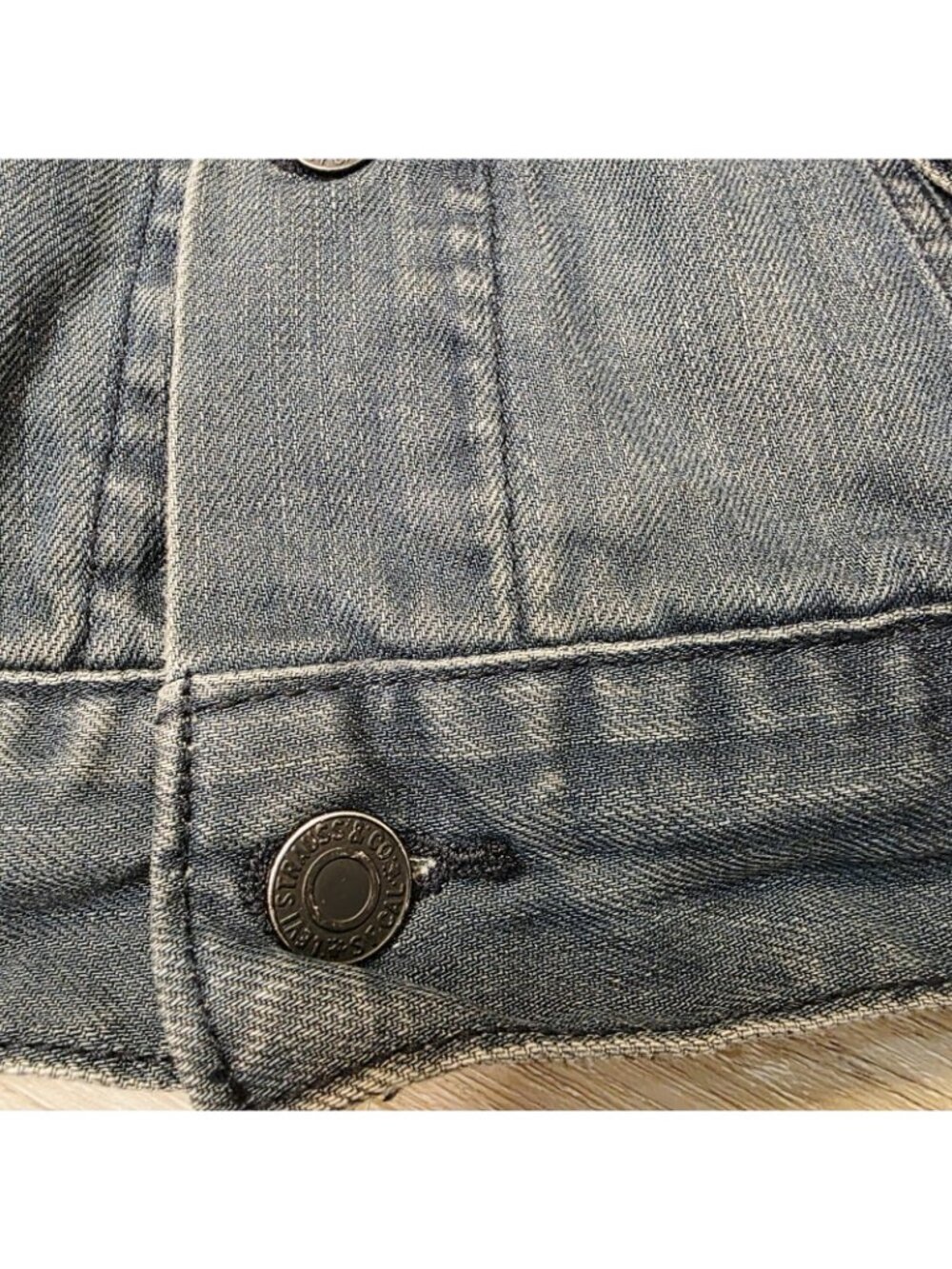 Vtg 2012 Iconic Classic Levi's Denim Trucker Jacket Sz Sm Black Label - Picture 2 of 8